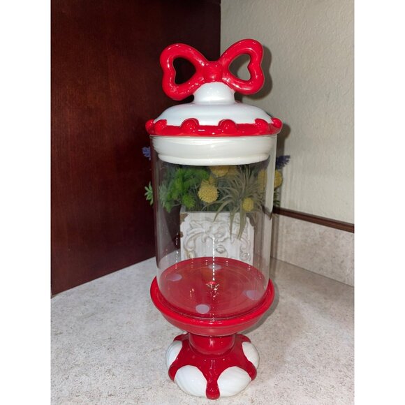 TikTok Red & White Ceramic Candy Jar With Bow Lid Sheffield Home - Picture 3 of 6
